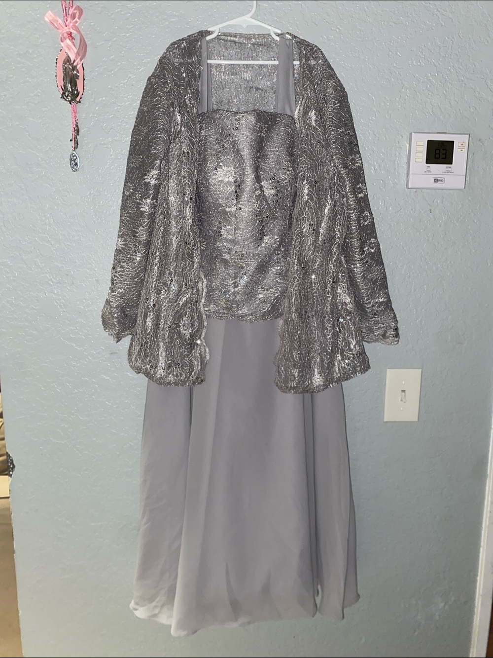 Silver Grey Women's Wedding Dress with Sparkle Jacket 14 L